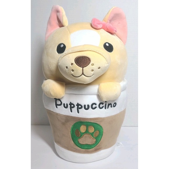 Fiesta Other - Fiesta Pupuccinos Plush 14" Medium Size Dog Cup Pink Bow Coffee Embroidered